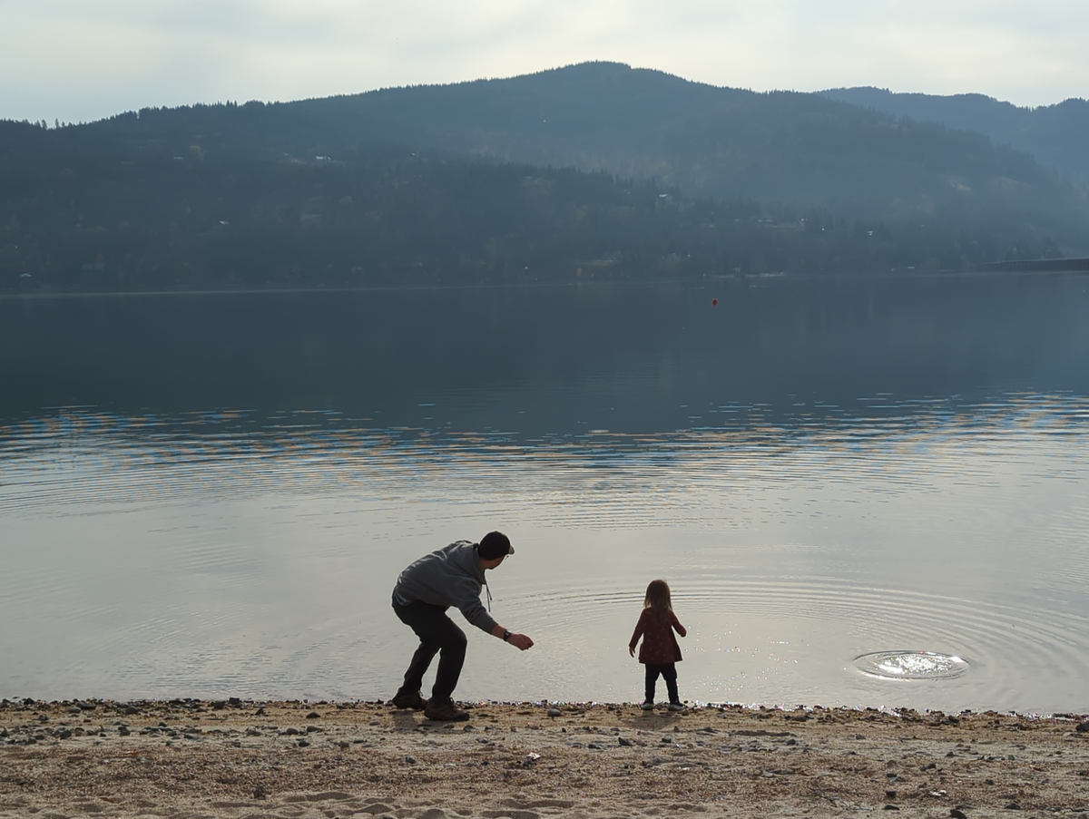 Skipping rocks on Lake Pend Oreille